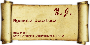Nyemetz Jusztusz névjegykártya